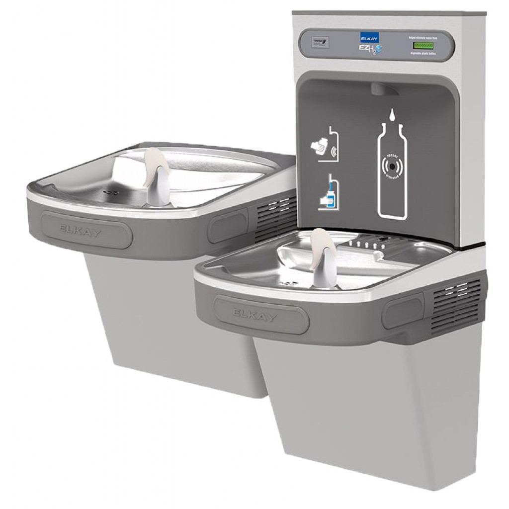 Elkay EZH2O LZSTL8WSLK Filtered Dual Station Drinking Fountain With   Bi Level Ezh2o 